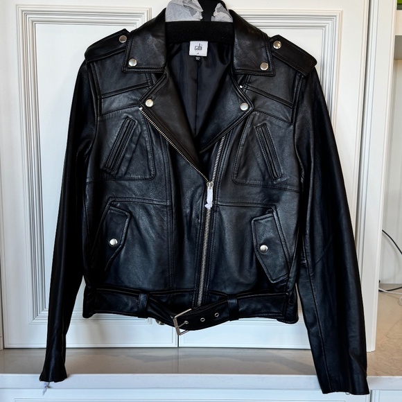Cabi Black Leather Moto Jacket — New Without Tags, Size M - Picture 1 of 3
